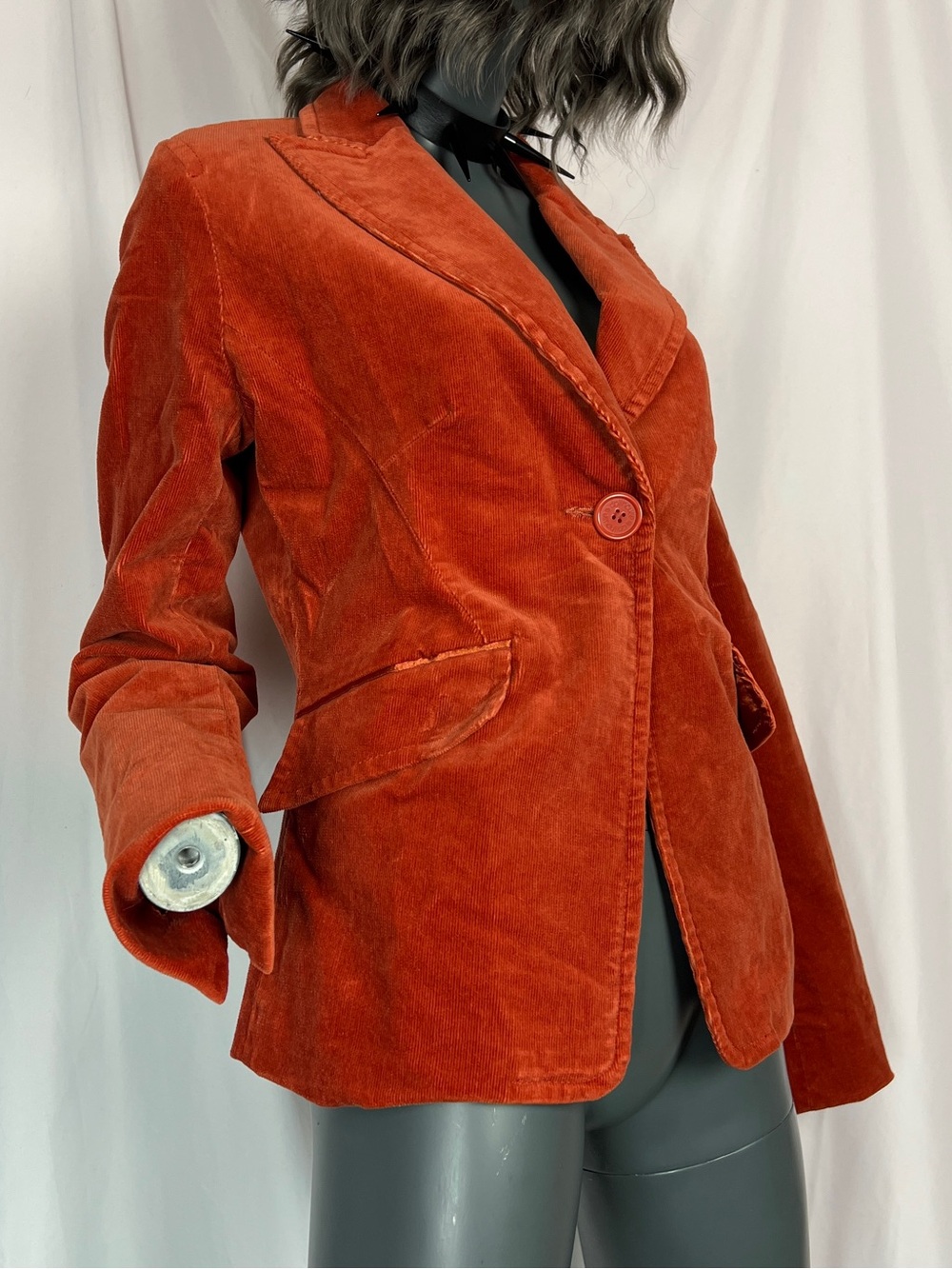 Vintage Y2K Burnt Rust Orange Corduroy Blazer Jacket